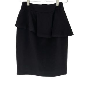 Zara Black Peplum Pencil Skirt Sz S Knee Length